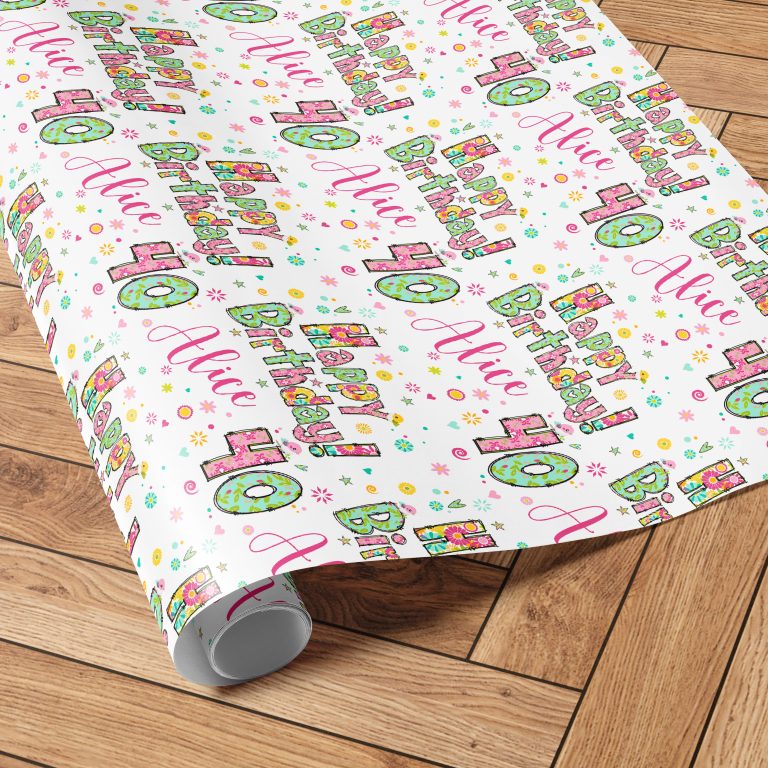Personalised Birthday Gift Wrapping Paper ‘Colourful Alphabet’