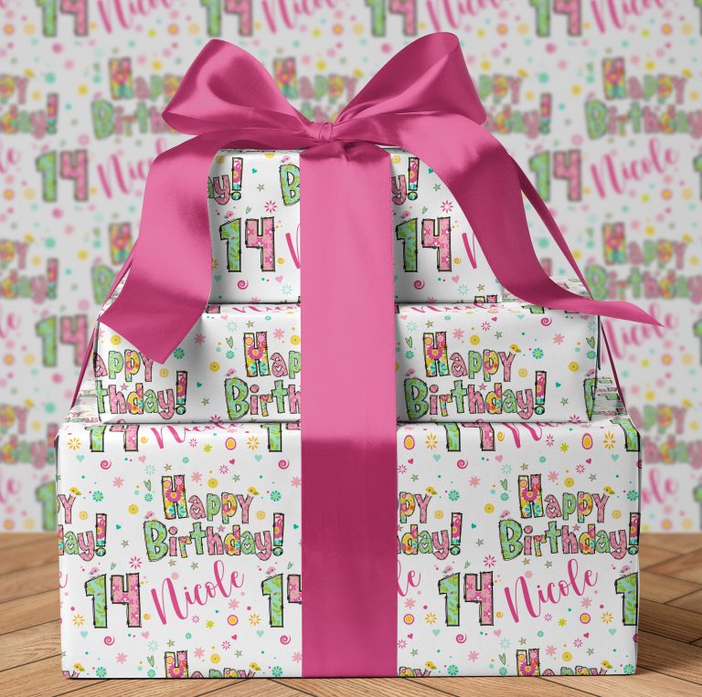 Personalised Birthday Gift Wrapping Paper ‘Colourful Alphabet’