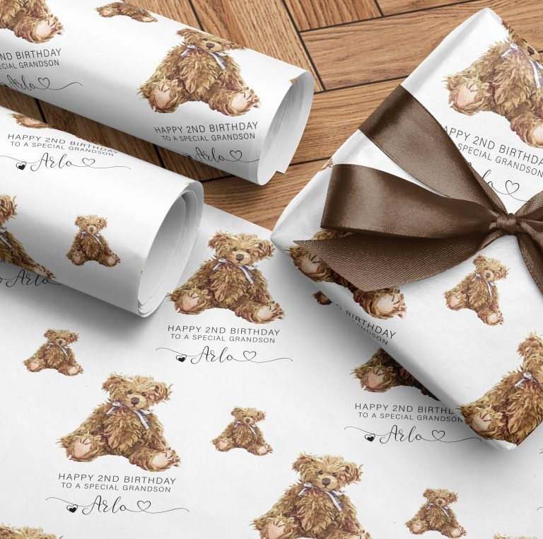 Personalised Birthday Teddy Bear Wrapping Paper