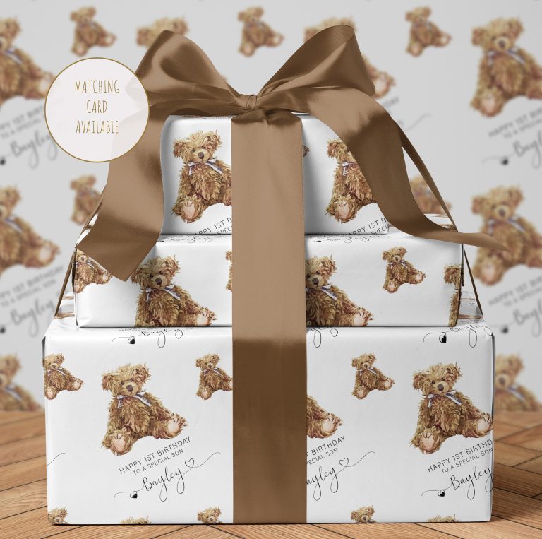 Personalised Birthday Teddy Bear Wrapping Paper