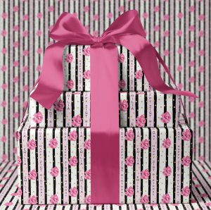 Personalised Birthday Wrapping Paper Pink Floral Stripe