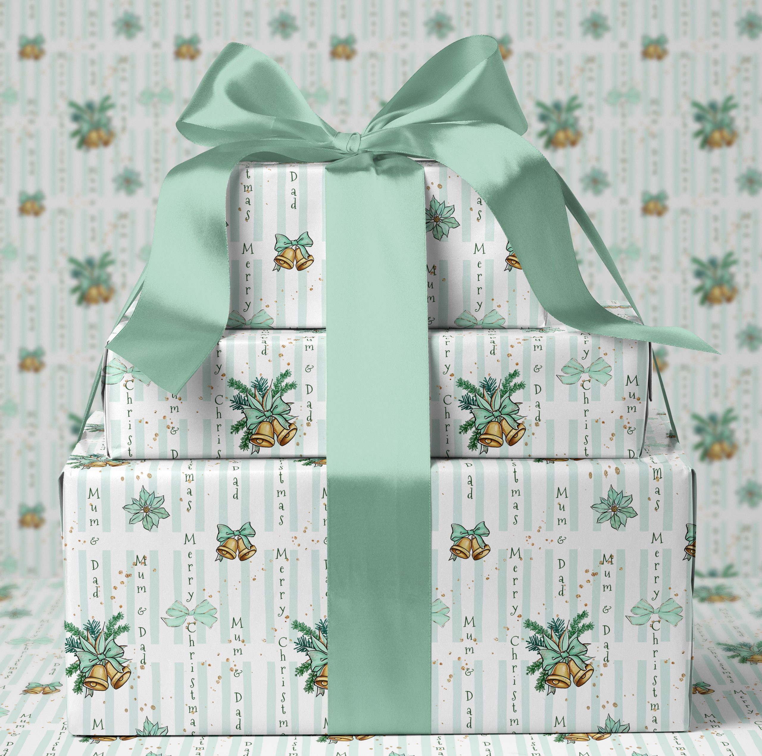 Personalised Christmas Bells Wrapping Paper