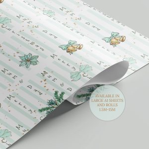 Personalised Christmas Gift Wrapping Paper Tiffany Blue 2