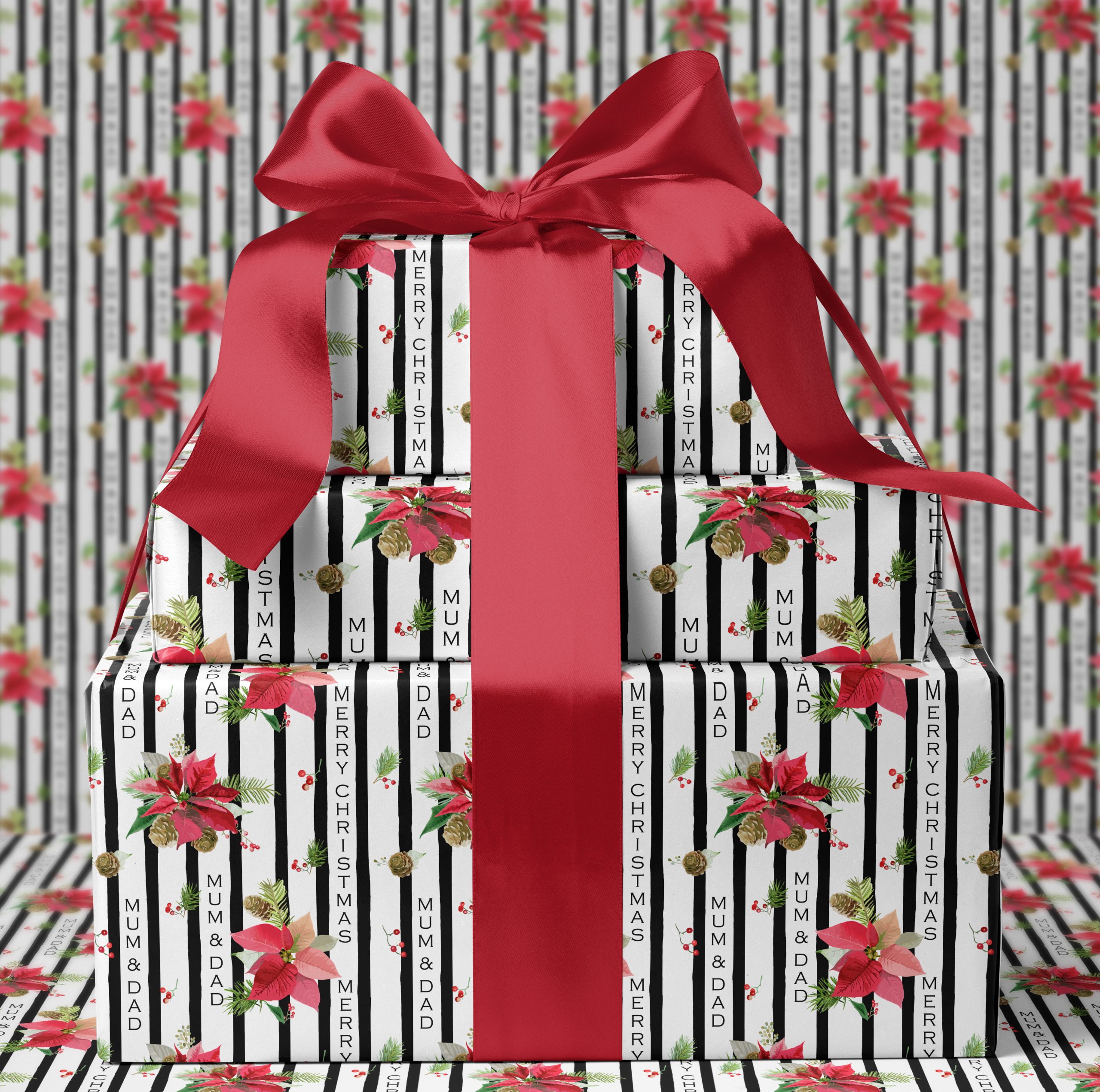 Personalised Christmas Poinsettia Wrapping Paper