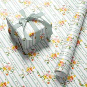 Personalised Christmas Sage Stripe Wrapping Paper 1