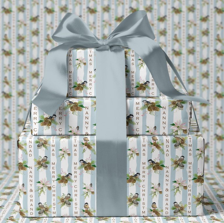 Personalised Christmas Gift Wrapping Paper ‘Bird’