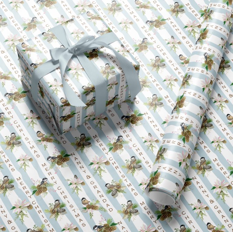 Personalised Christmas Gift Wrapping Paper ‘Bird’