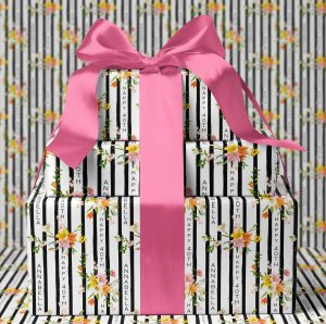 Personalised Christmas Wrapping Paper Floral Stripe