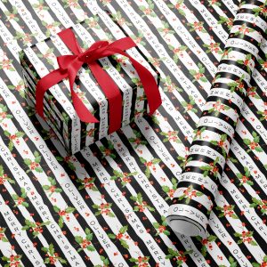 Personalised Christmas Wrapping Paper Holly