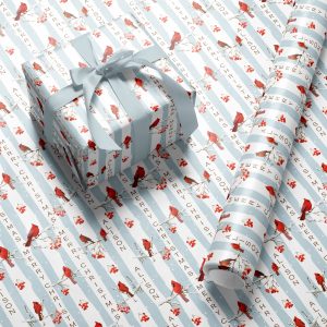 Personalised Christmas Wrapping Paper Red Birds
