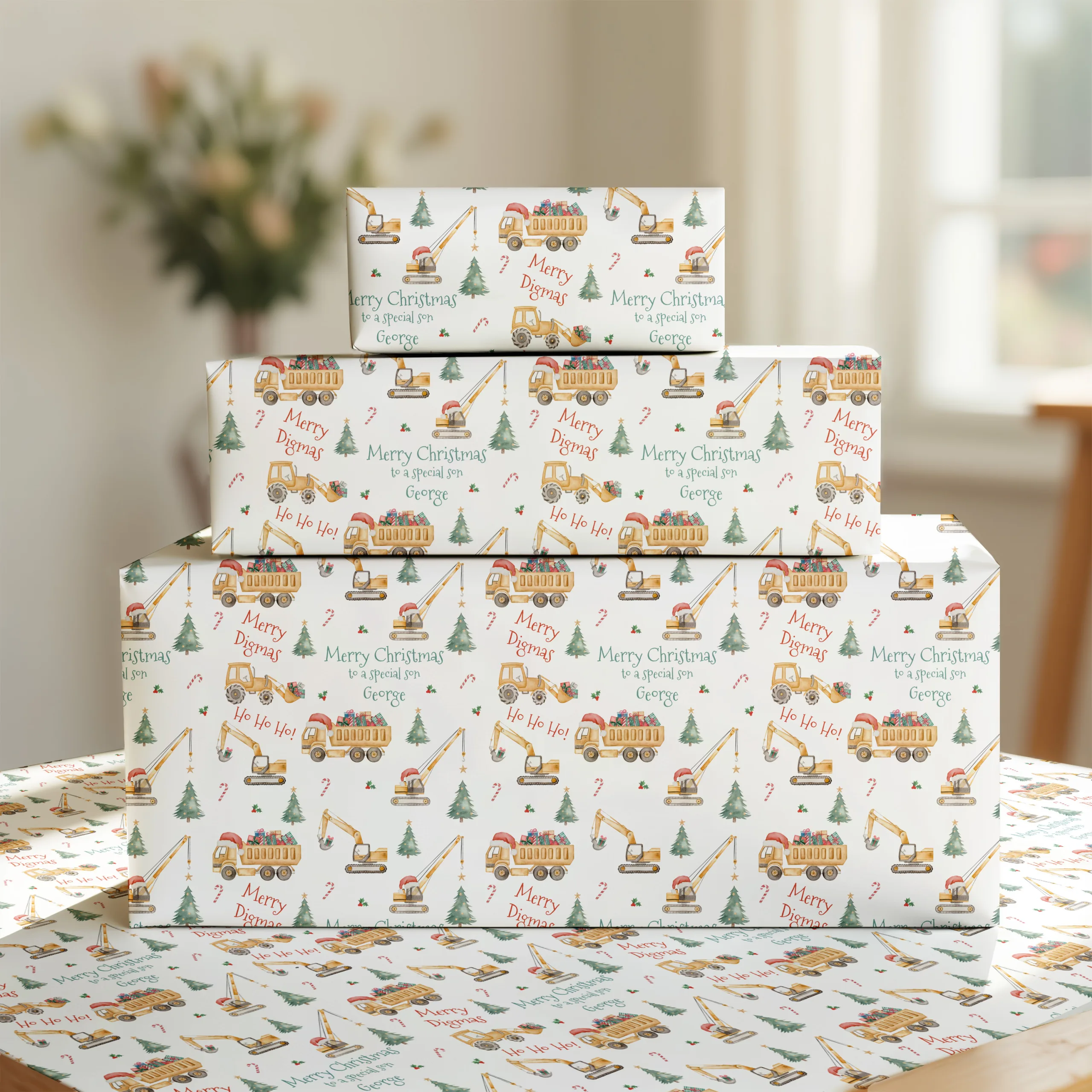 Personalised Construction Gift Wrapping Paper