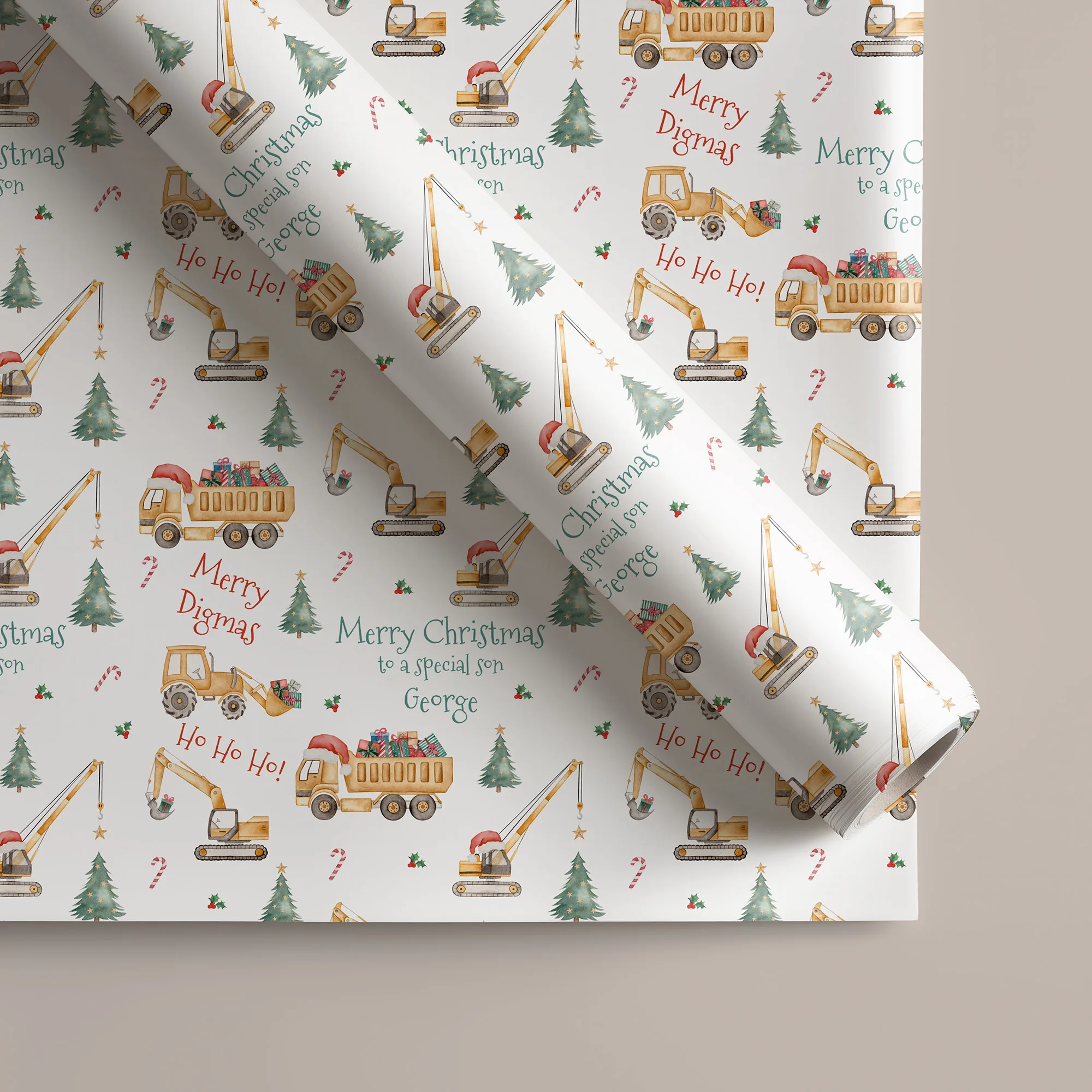 Personalised Construction Gift Wrapping Paper