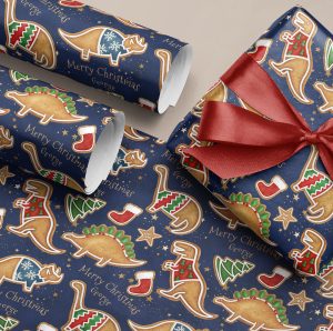 Personalised Dinosaur Christmas Gift Wrapping Paper