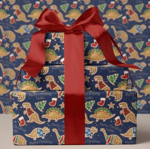Personalised Dinosaur Christmas Gift Wrapping Paper