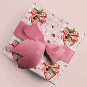 Personalised Photo Strawberry Birthday Gift Wrapping Paper