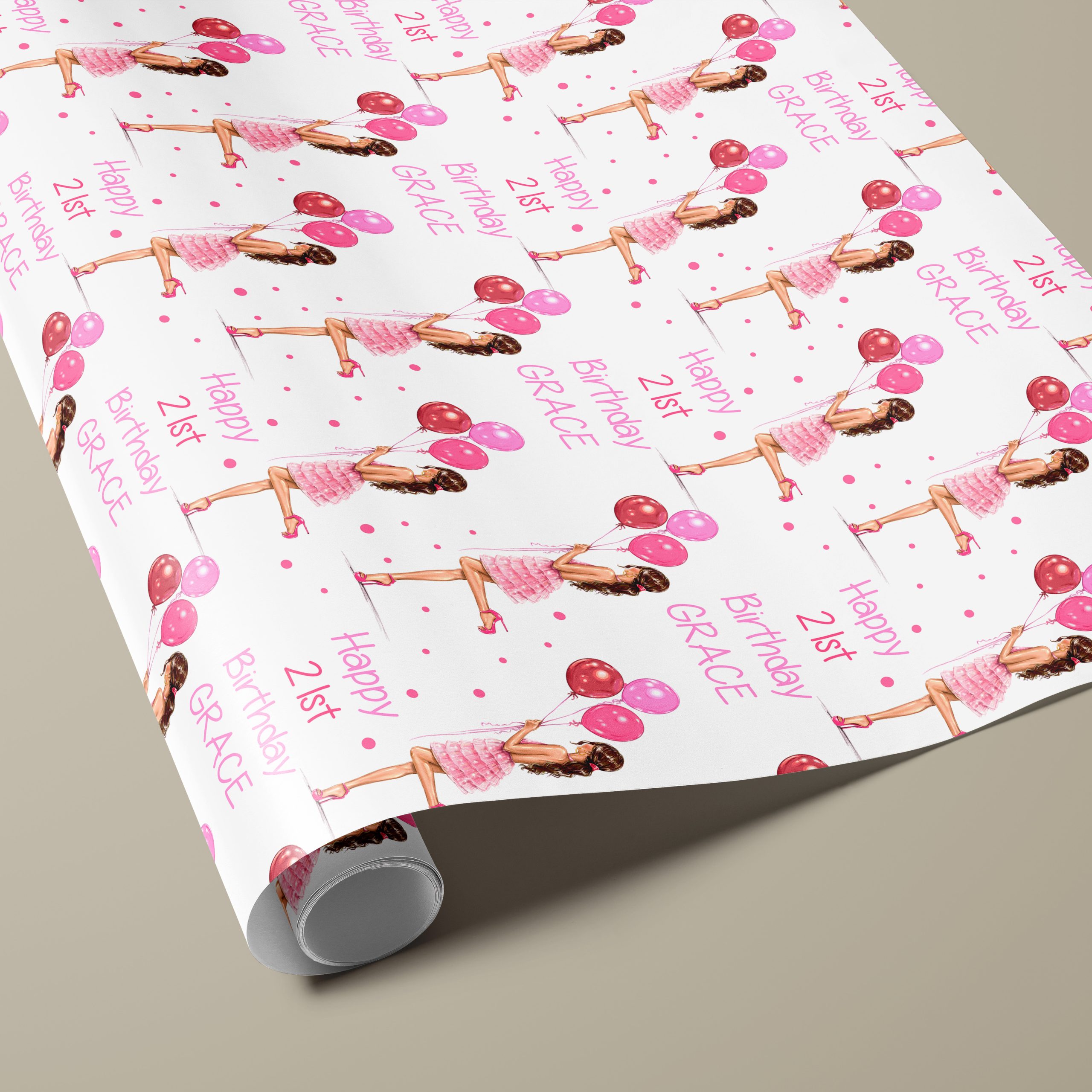 Personalised Pink Gift Wrapping Paper