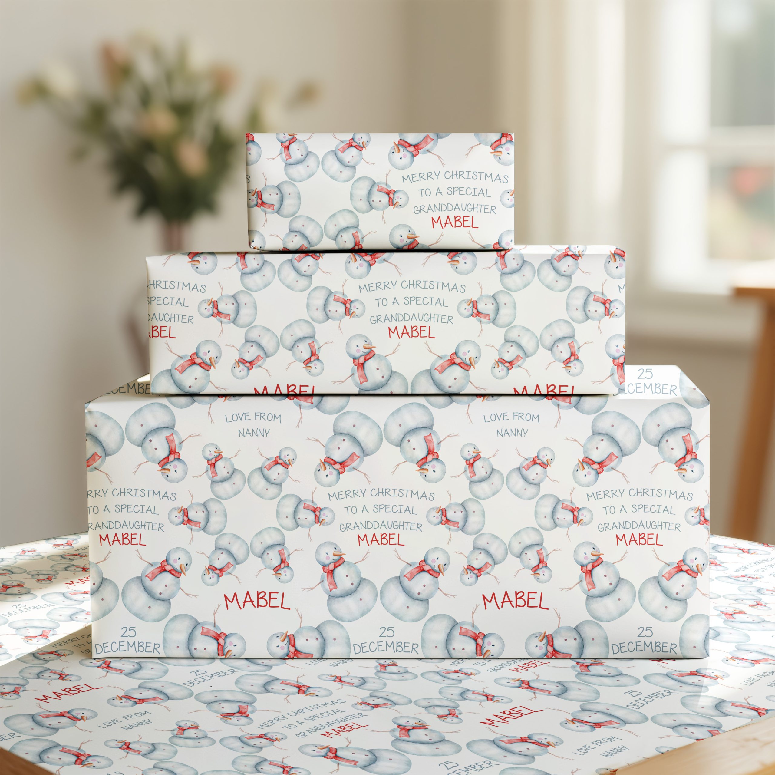 Personalised Snowman Christmas Wrapping Paper