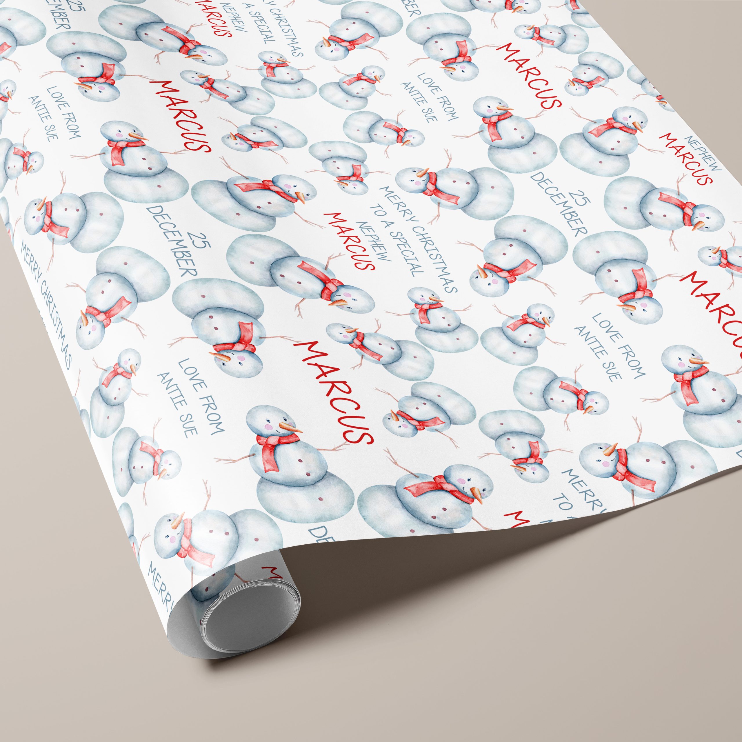 Personalised Snowman Christmas Wrapping Paper