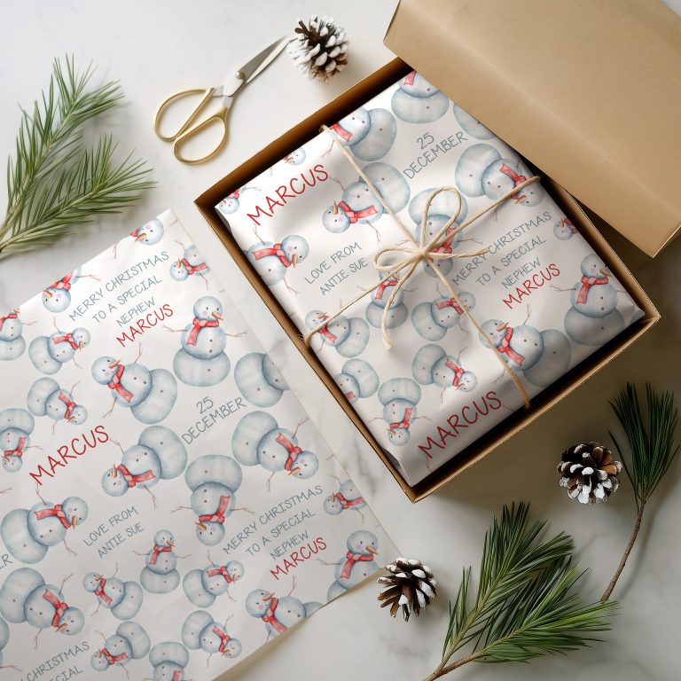 Personalised Snowman Christmas Gift Wrapping Paper