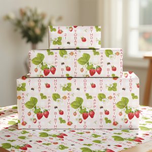 Personalised Strawberry Birthday Wrapping Paper
