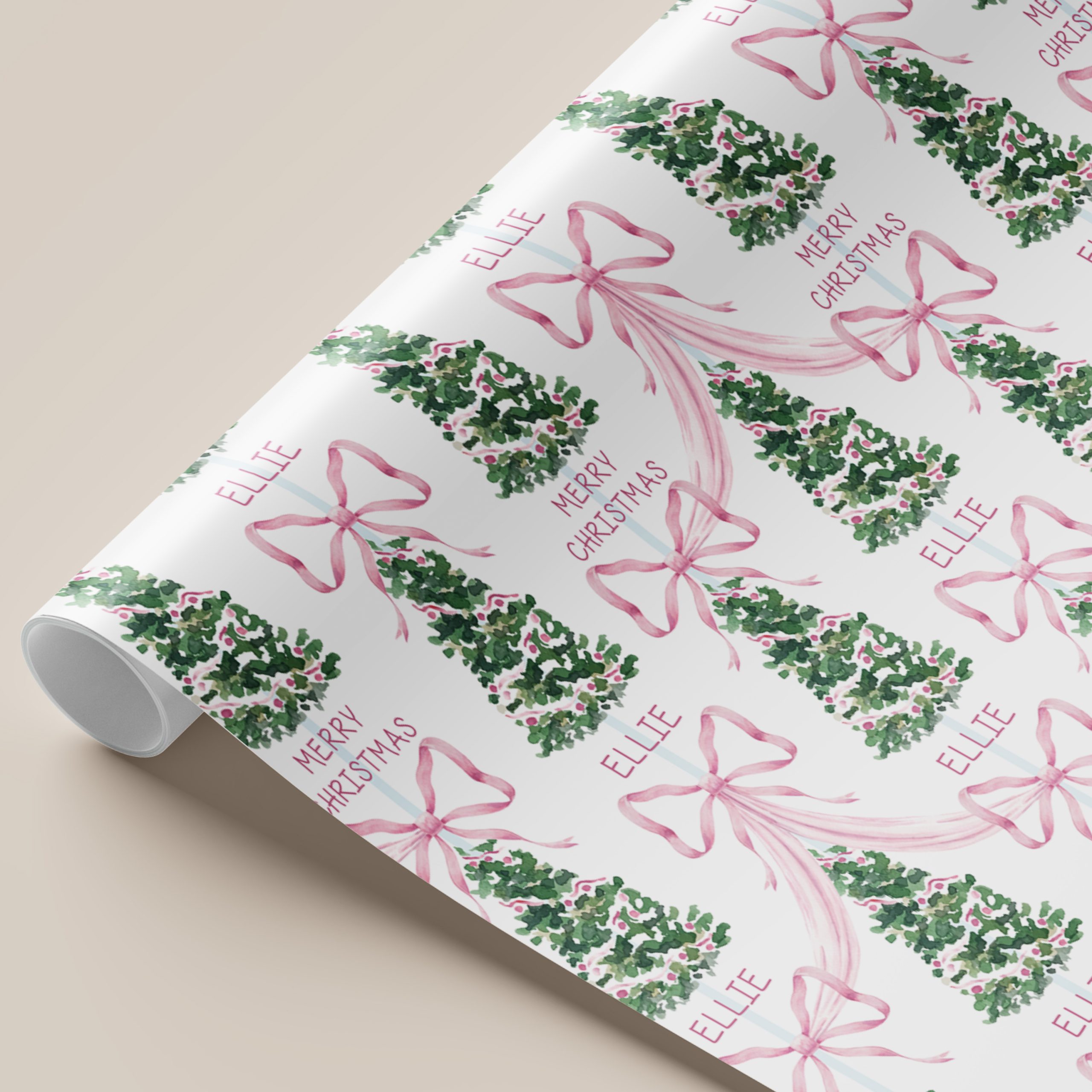 Personalised Pink Christmas Gift Wrapping Paper