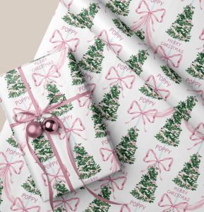 Personalised Pink Christmas Gift Wrapping Paper