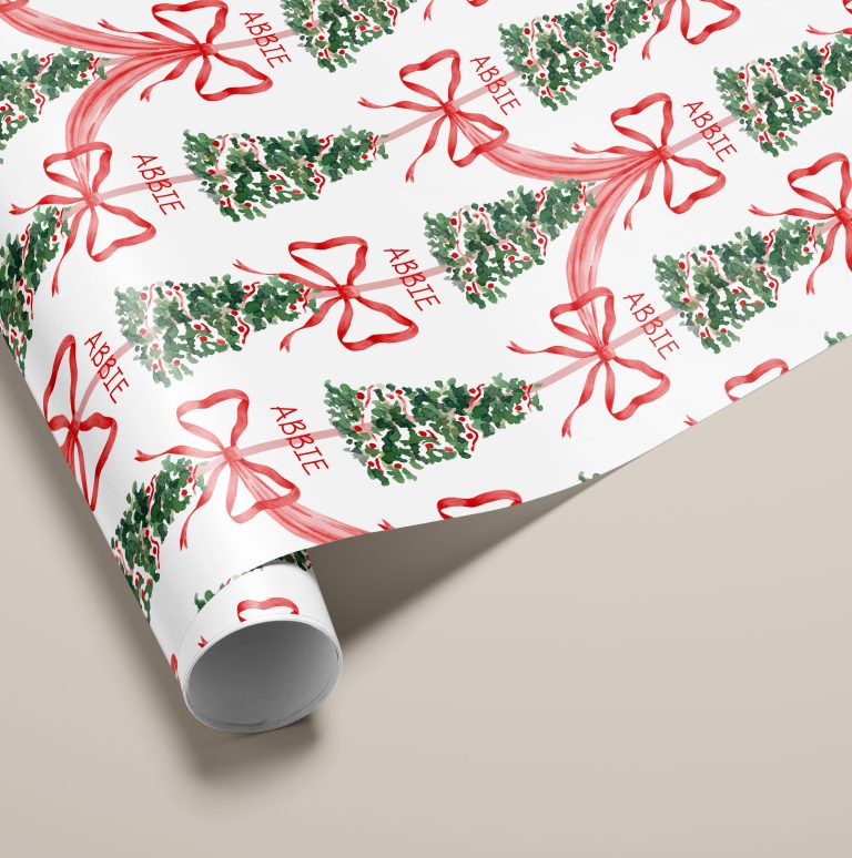 Red Ribbon Tree Christmas Wrapping Paper