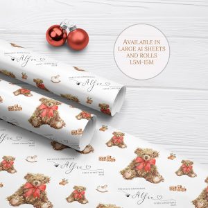 Personalised Babies First Christmas Teddy Wrapping Papper