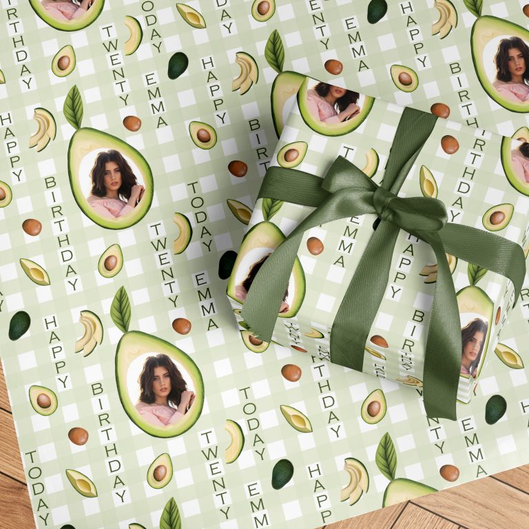Avocado Birthday Photo Wrapping Paper