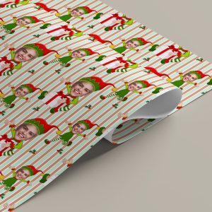 Personalised Christmas Elf Photo Gift Wrapping Paper