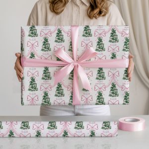 Personalised Pink Christmas Gift Wrapping Paper