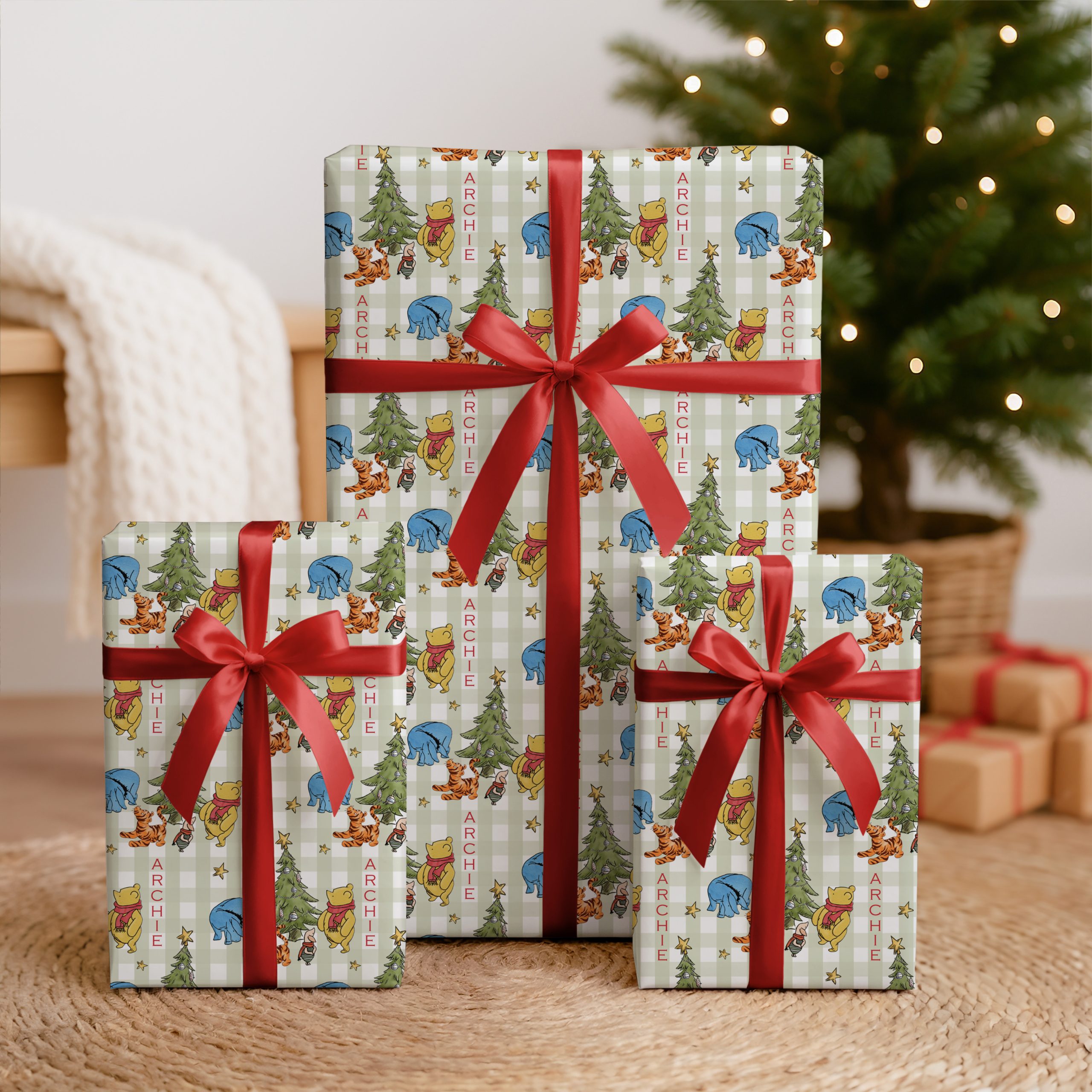 Personalised Winnie The Pooh Christmas Wrapping Paper