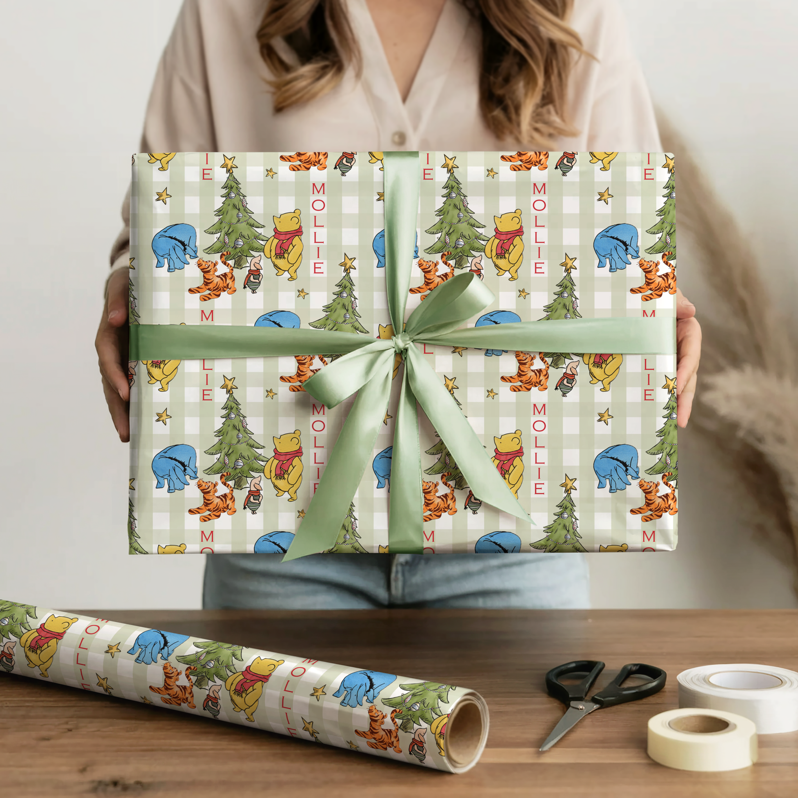 Personalised Winnie The Pooh Christmas Wrapping Paper