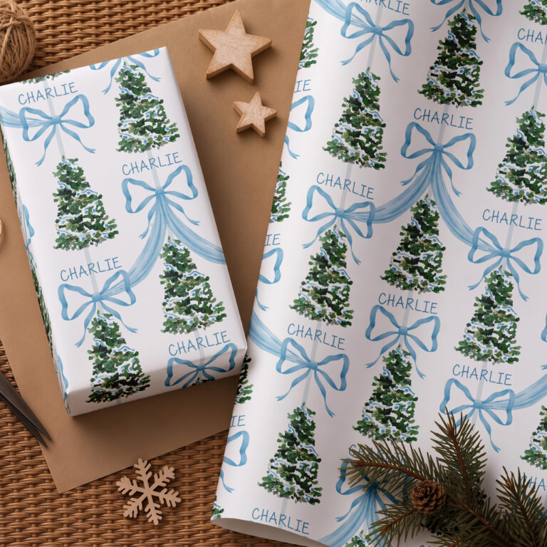 Personalised Blue Christmas Wrapping Paper