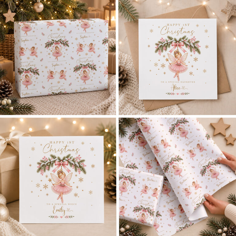 Personalised Girls First Christmas Wrapping Paper