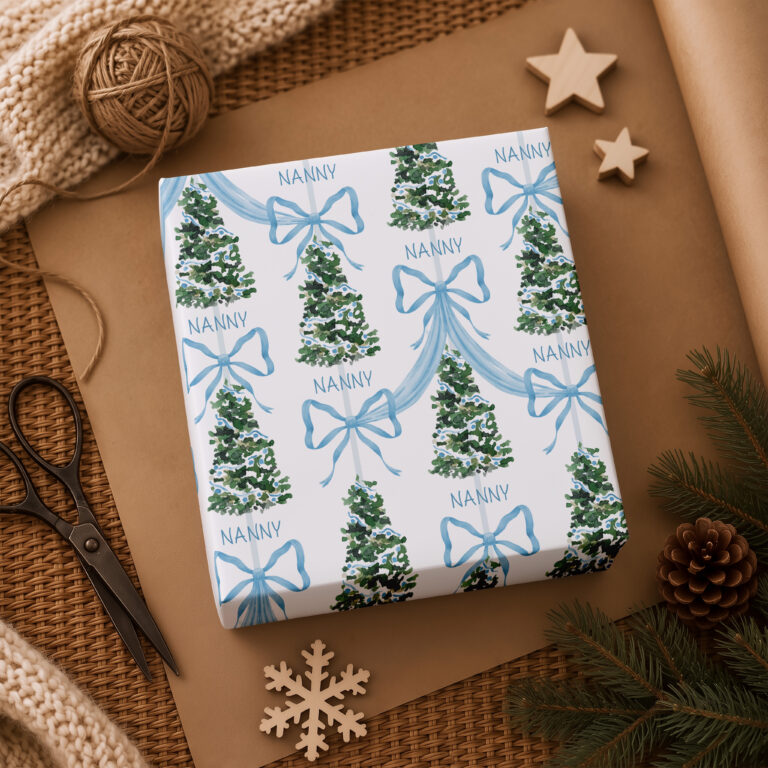 Personalised Blue Christmas Wrapping Paper