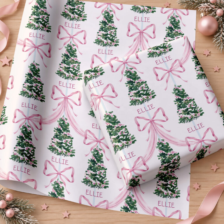 Personalised Pink Christmas Wrapping Paper