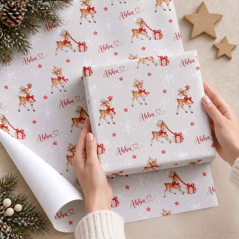 Personalised Reindeer Christmas Wrapping Paper