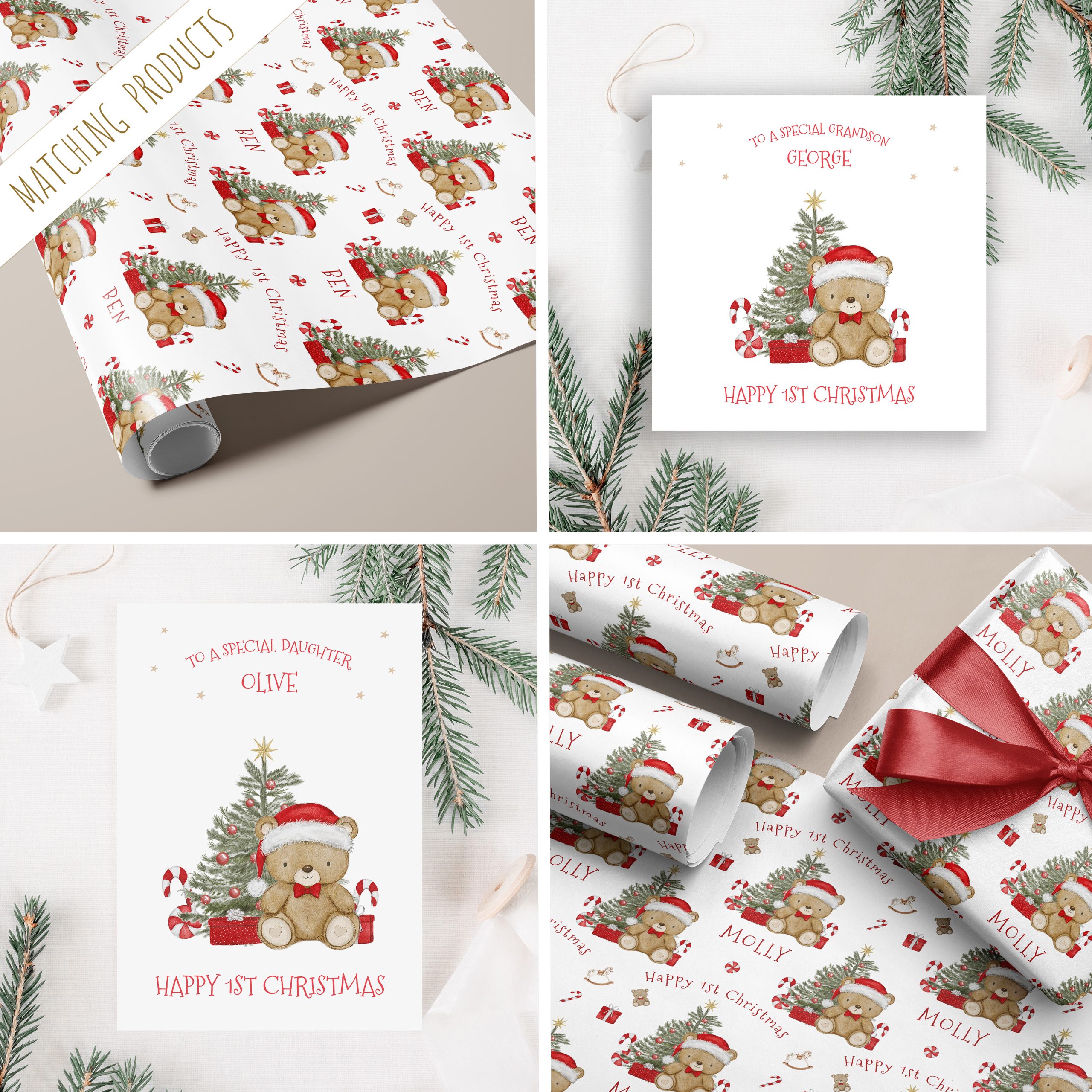 Teddy Bear 1st Christmas Gift Wrap
