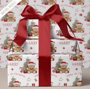 Teddy Bear 1st Christmas Gift Wrap