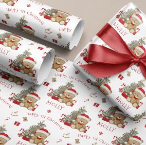 Teddy Bear 1st Christmas Gift Wrap