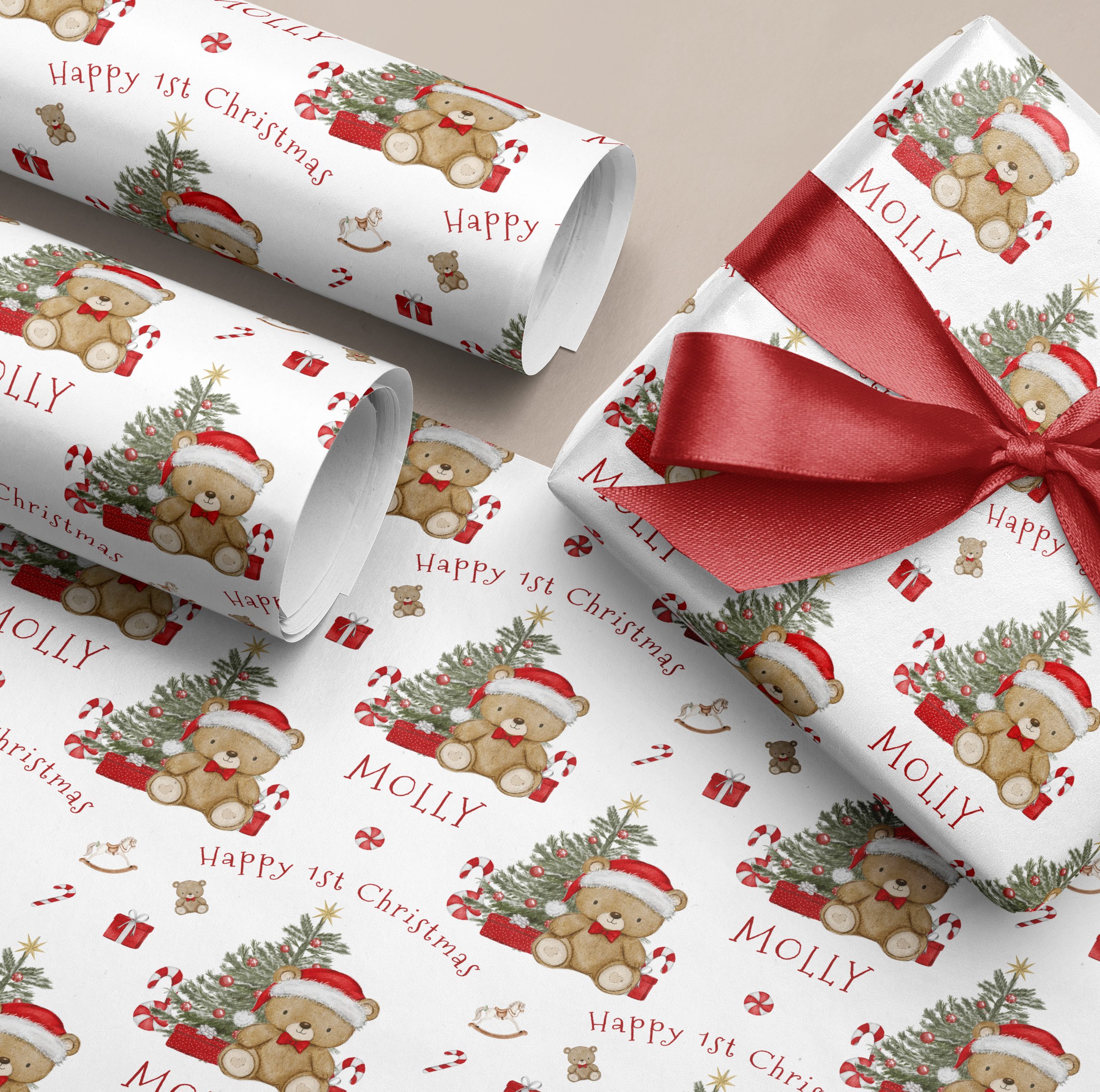 Teddy Bear 1st Christmas Gift Wrap