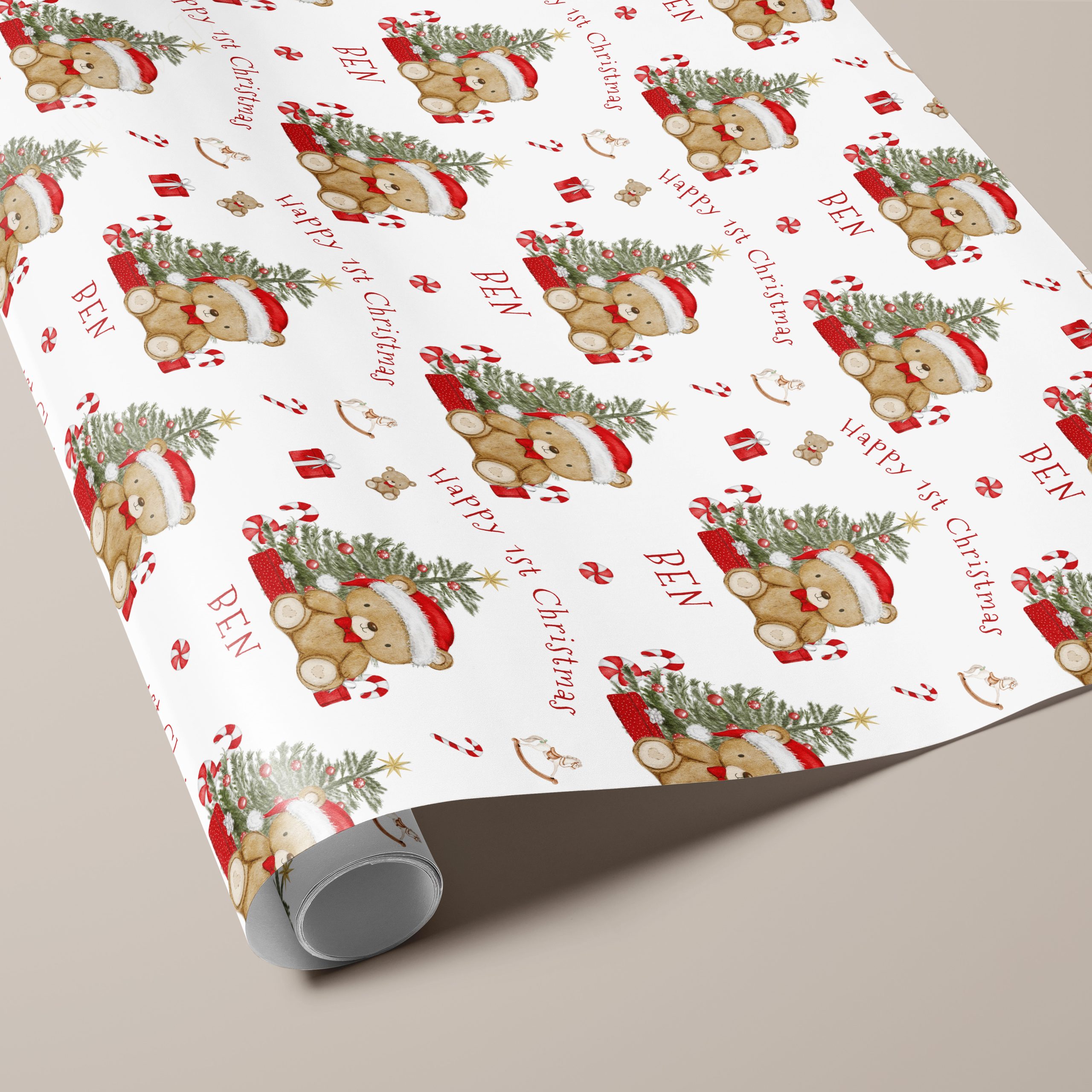 Teddy Bear 1st Christmas Gift Wrap