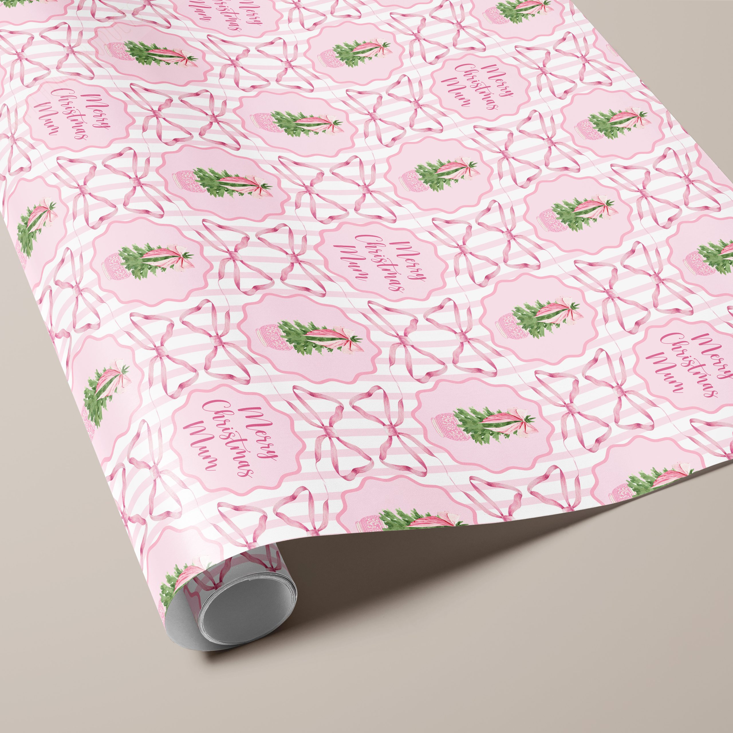 Personalised Pink Christmas Wrapping Paper