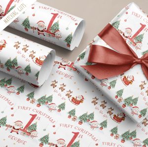 Personalised Santa & Reindeers Christmas Gift Wrapping Paper