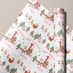 Personalised Santa & Reindeers Christmas Gift Wrapping Paper