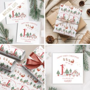 Personalised Santa & Reindeers Christmas Gift Wrapping Paper