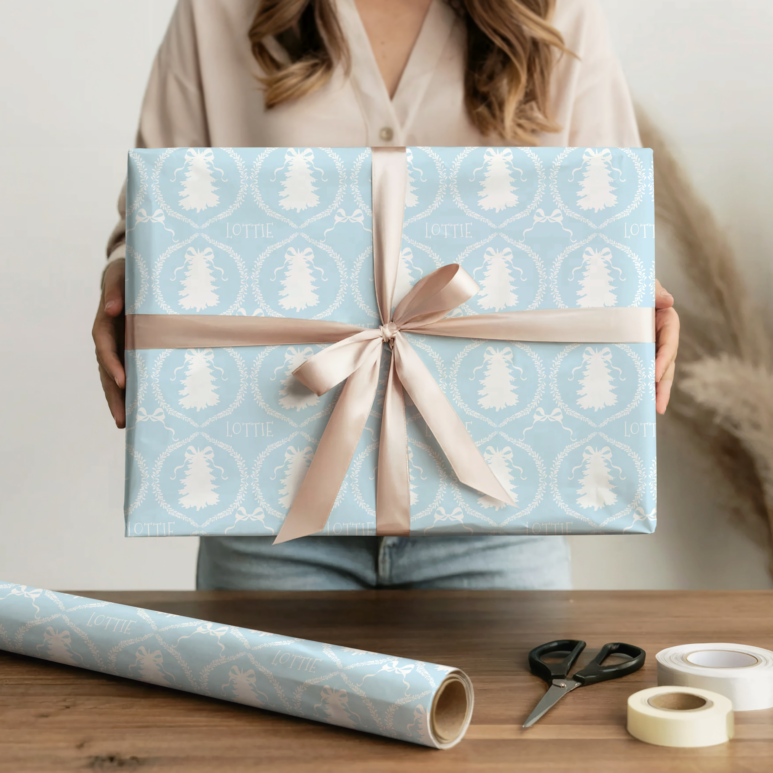Personalised Blue Christmas Wrapping Paper
