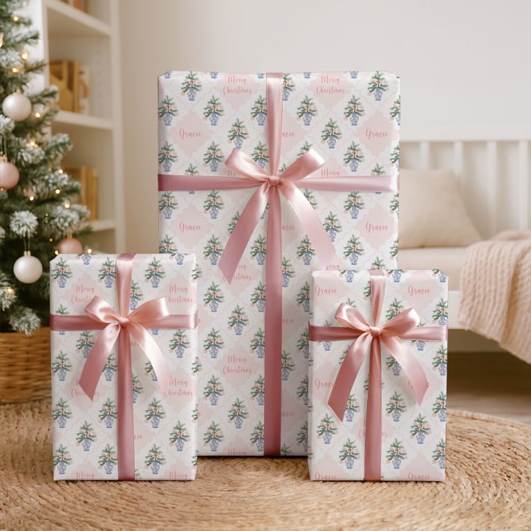 Personalised Pink Christmas Wrapping Paper