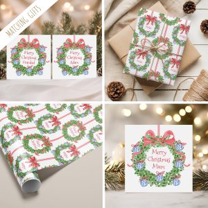 CH272 Blue Baubles Wreath Christmas Card Gifts